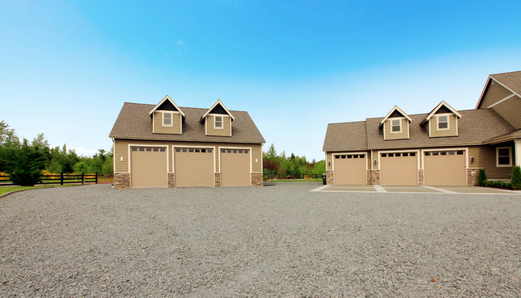 Existing garage structure before ADU conversion showing original driveway and basic exterior
