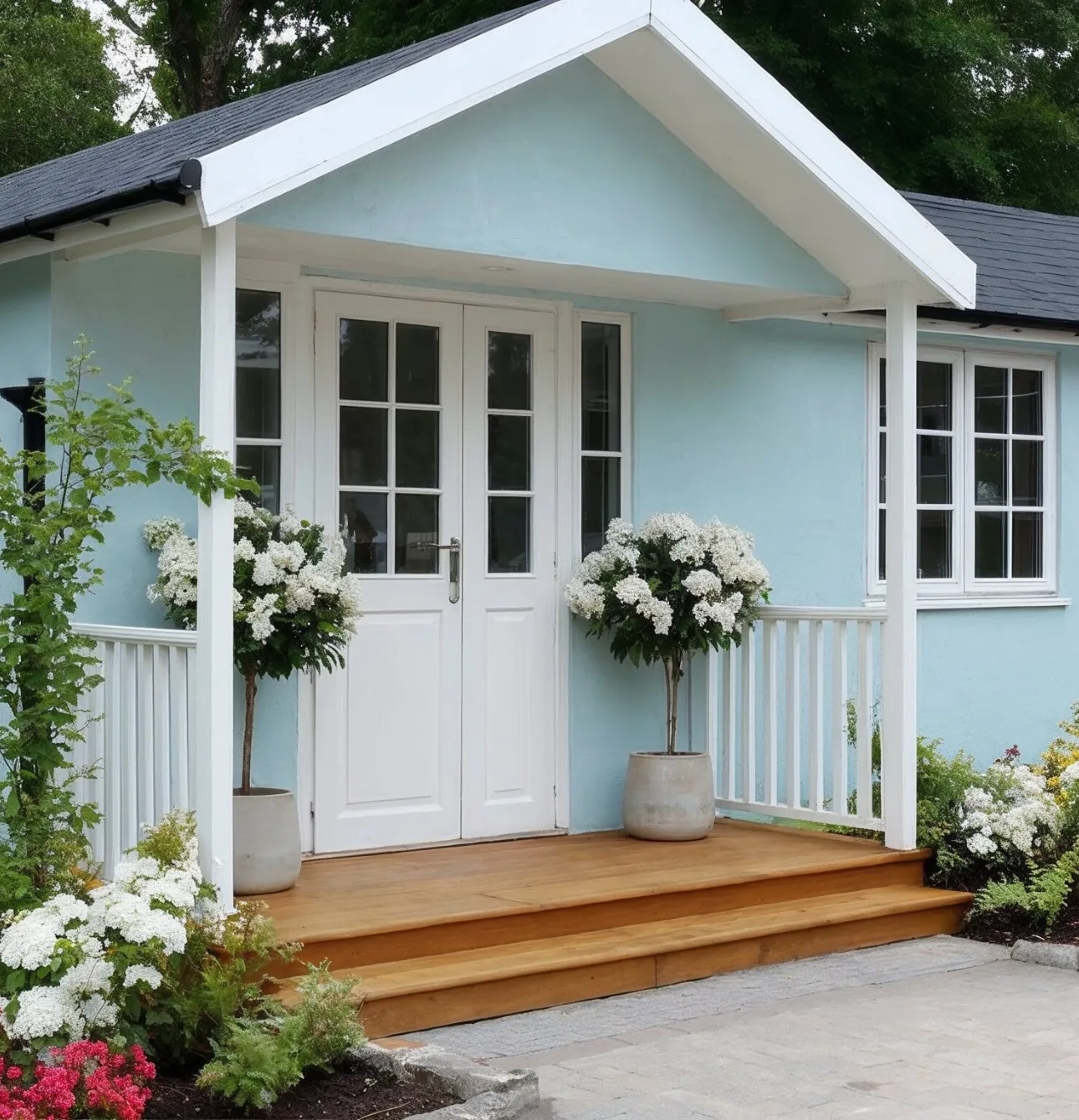 Backyard guest house builders in Los Angeles CA creating stylish stucco guest home with private entrance and landscaped yard