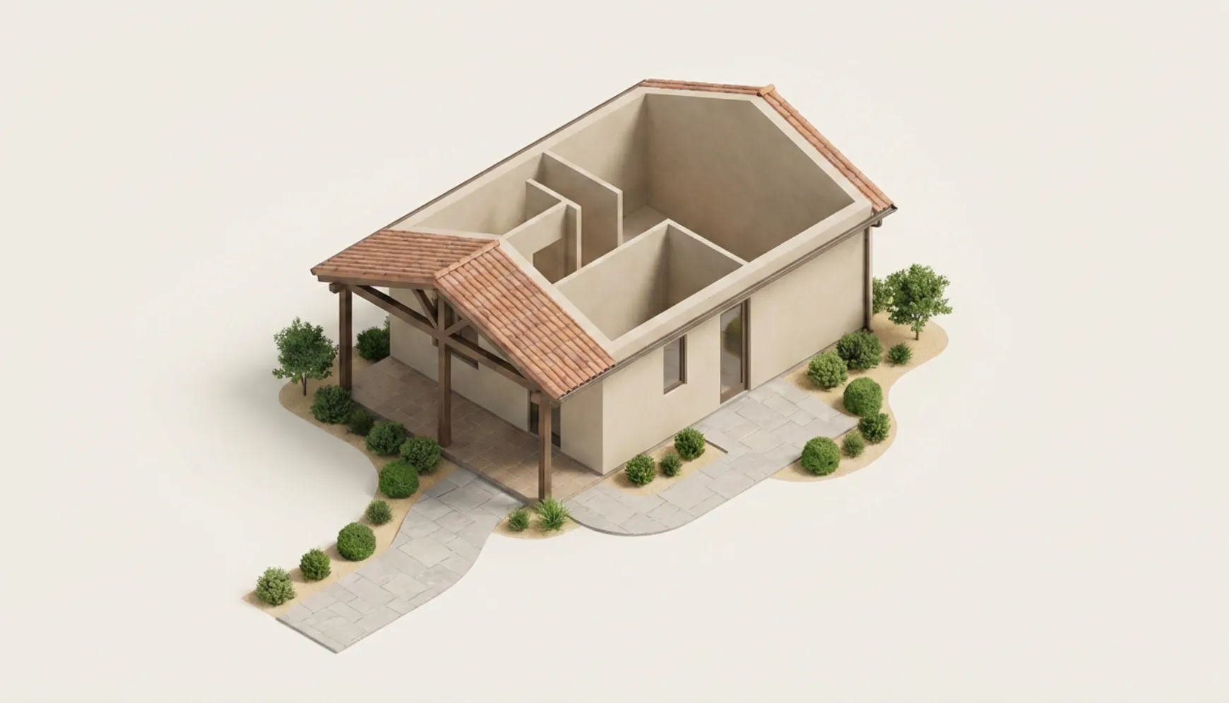 ADU plans and architectural design in Los Angeles CA showing 3D floor plan layout and structure planning