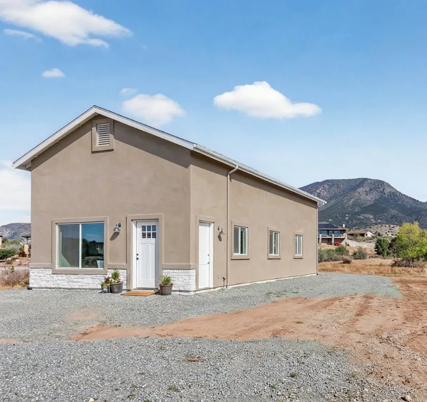 Garage conversion ADU in Los Angeles CA with modern stucco exterior and finished residential design